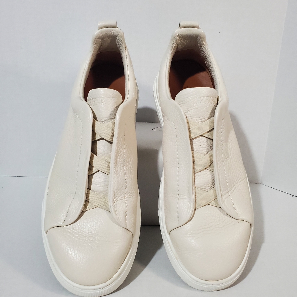 Ermenegildo Zegna White Triple Stitch‎ Sneakers, Size 7M. Like New SKU# B-1